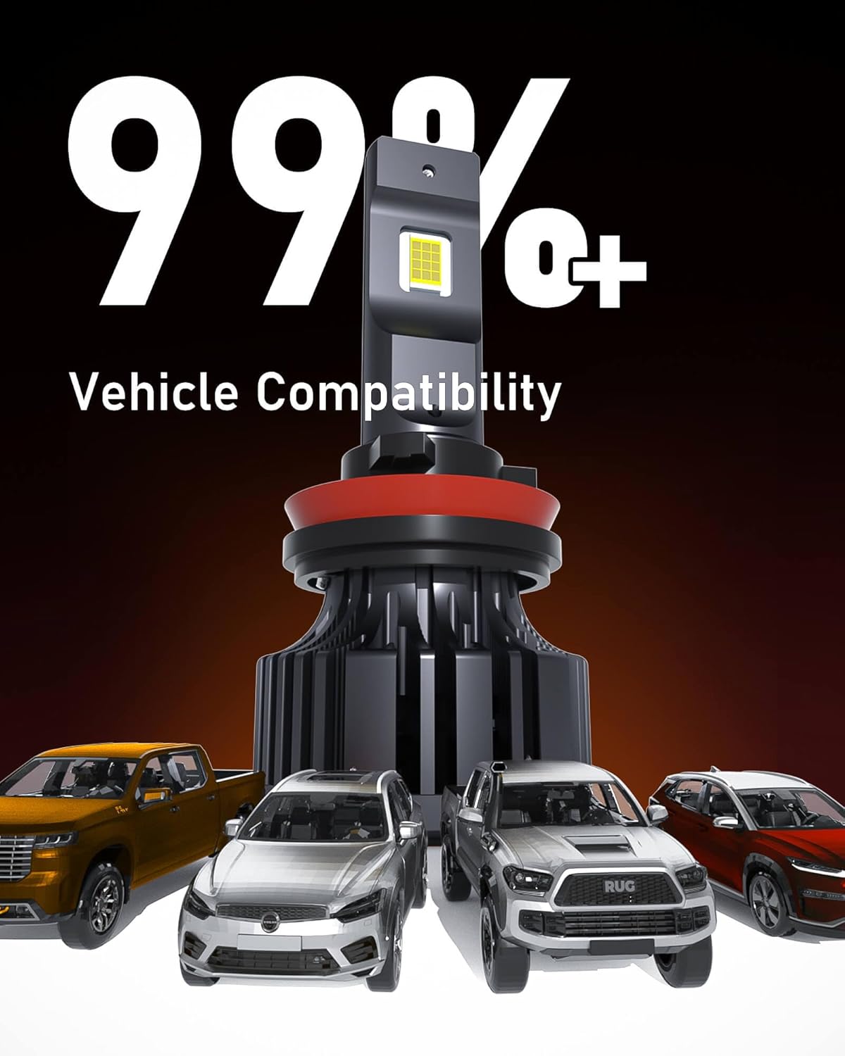 Hikari 2025 25000LM H11/H8/H9 LED Bulbs, 45W Upgraded Core Chips, High Lumens Kit, 6000k Cool White, IP68 Waterproof, H16 Foglight