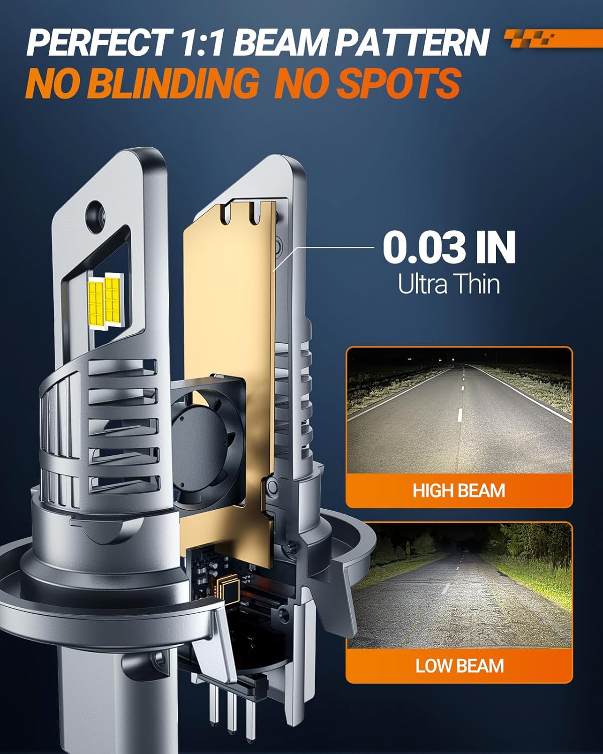 SEALIGHT H13 Bulb compatible 9008, 30000LM 6500K White Light, 1:1 Design with Cooling Fan, 60000+ Hours Lifspan Plug and Play, 2 Pack