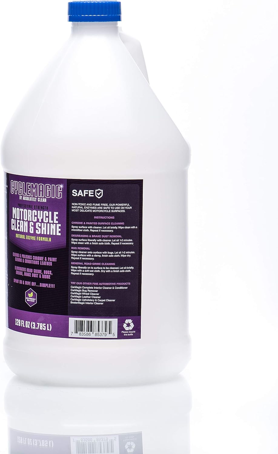 CycleMagic Motorcycle Clean and Shine - Motorcycle Cleaner & Conditioner | Chrome, Leather, Paint & More | Eliminates Bug Grime, Brake Dust, Dirt & Debris | USA Made (128oz Refill (Save 50%))