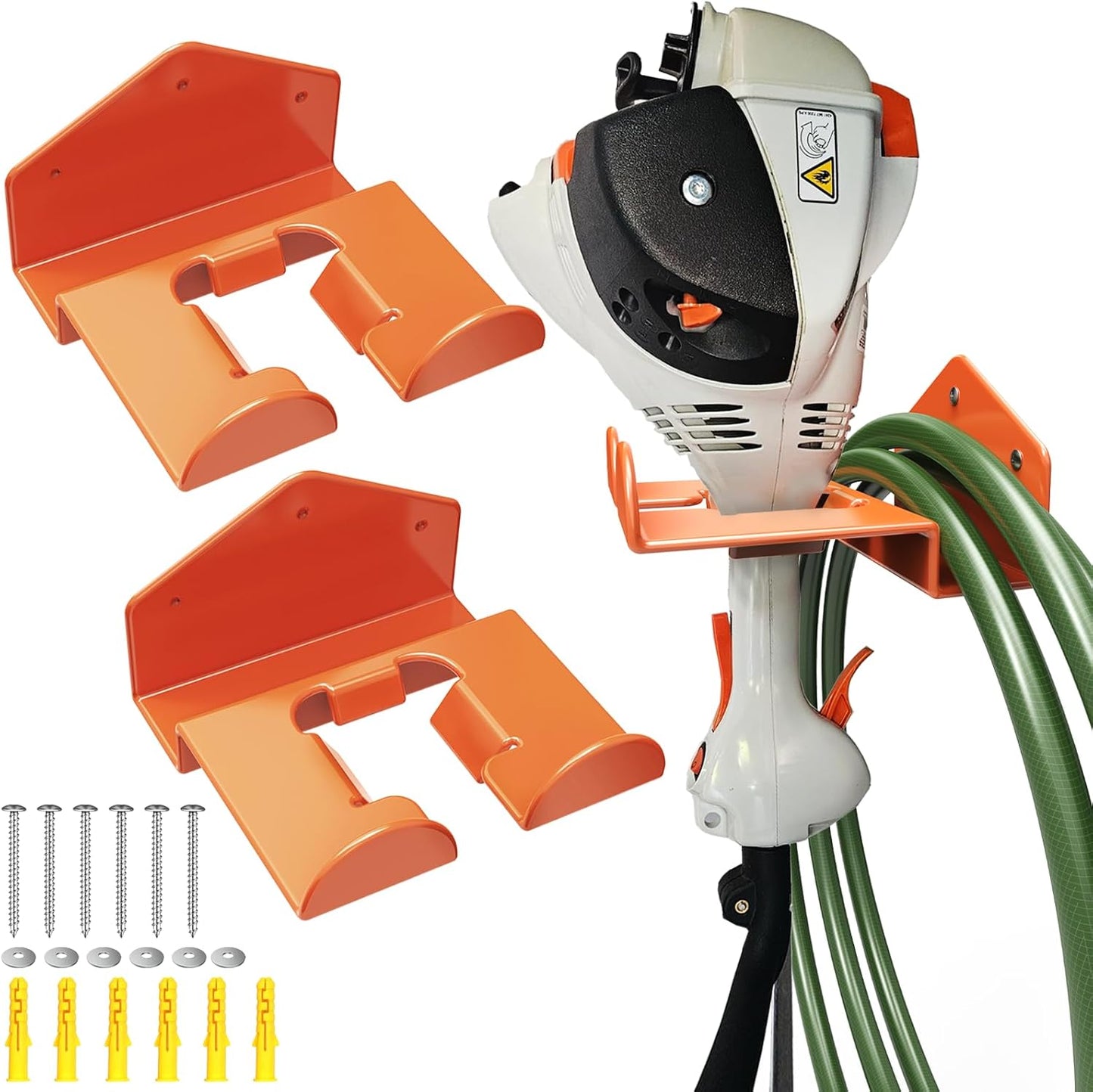 Weedeater Hanger Wall Mount Garage Organizer Trimmer Rack for Garage Wall, String Trimmer Hanger Heavy Duty Weed Wacker Hooks 2 Pack