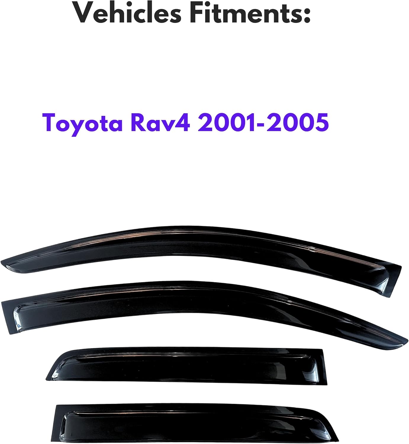 KPY Window Visor Compatible with Toyota Rav4 2001-2005, 4PC Rain Guard Side Window Vent Deflectors Tape-On Style, 2001 2002 2003 2004 2005