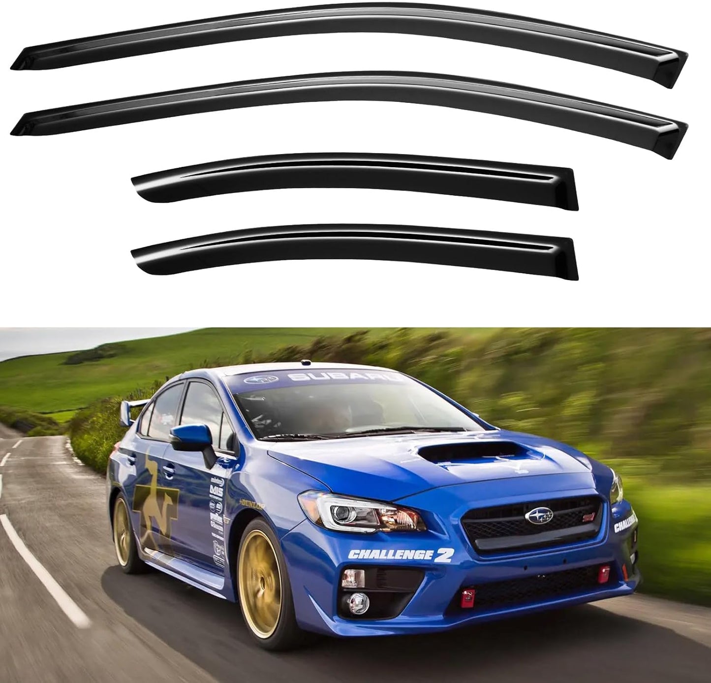 Window Visors Rain Guards Shield Compatible with 2015-2021 Subaru WRX, Window Wind Deflectors Vent Shades for 15-21 Premium Limited STi