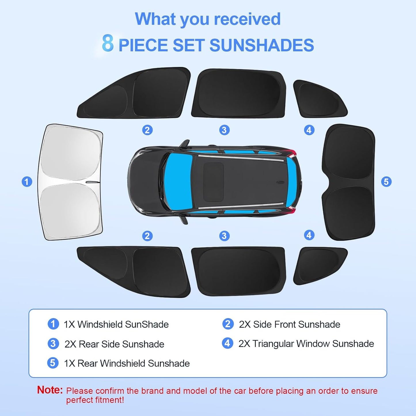 8pcs Car Window Shades for Honda CR-V 2023 2024 2025 Accessories,Windshield Side Rear Full Sunshade,Sun Visor UV Blocking, Privacy Protection and Blackout for Camping Outdoor