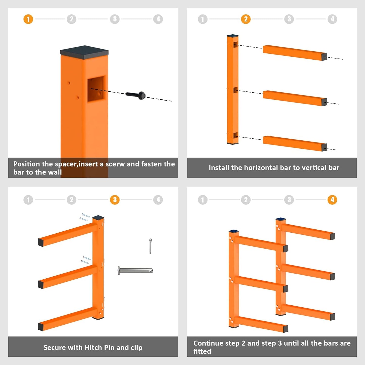 UNITEDPOWER Wall Mount Wood Organizer, Lumber Storage Rack, Heavy Duty Metal Shelf with 3-Level for Workshop or Garage, Indoor Or Outdoor Use-2 Hook