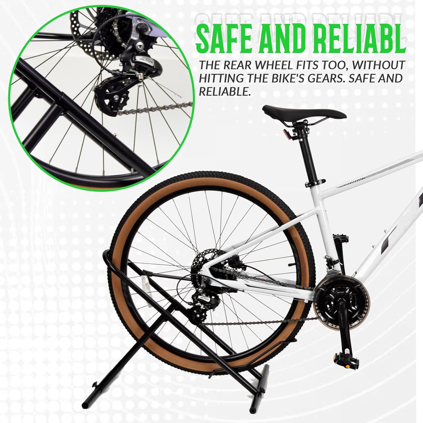 Folding Bike Floor Stand Rack, Portable Storage Bicycle Parking Rack for Garage/Home, Indoor Bike Stand Fit 16”-29” Mountain Road Bikes (2)