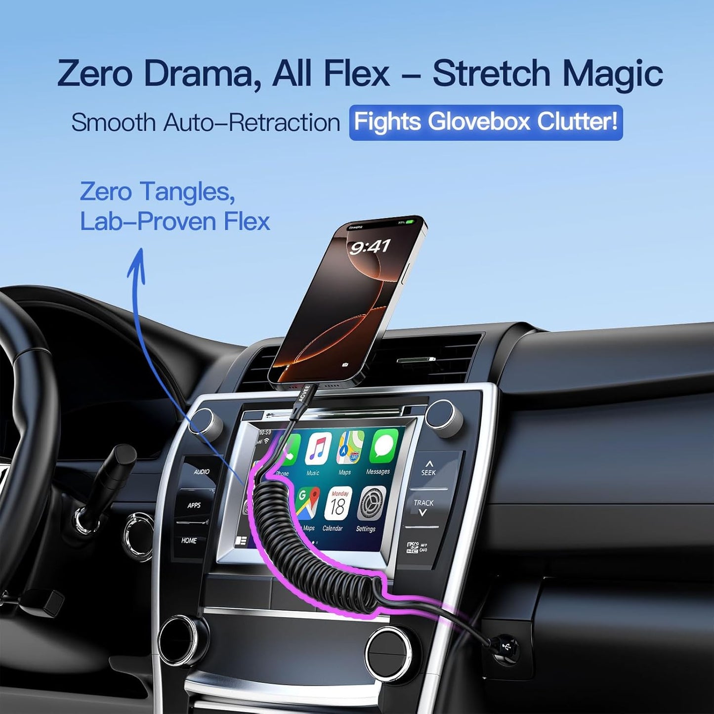 AGVEE 5ft Coiled Short USB-C to USB-C Charging Cable [USB-IF Certified] 60W PD Fast Charger Cord in Car for iPhone 16/15 CarPlay, Galaxy S25 S24 S23 S22 S21 S10 S9 S8, Google Pixel, Black