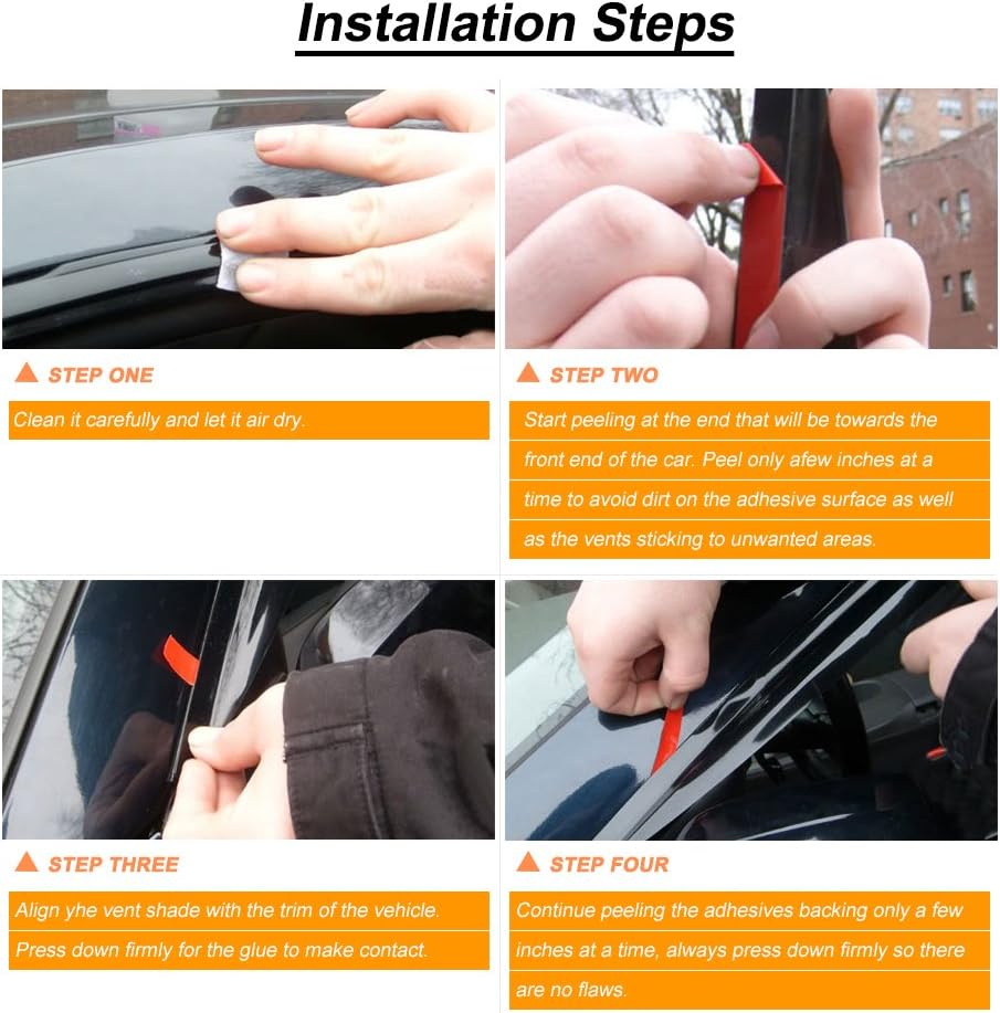 4pc Sun Rain Guards Window Visor Wind Deflector Compatible with Nissan Xterra 2005-2015 Smoke