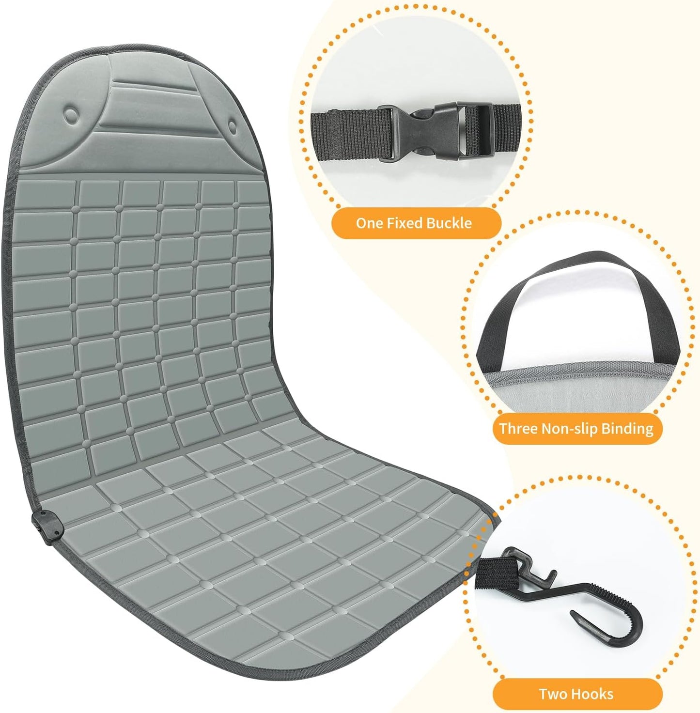 Seat Cover for Cold Weather, Winter Seat Cushion with Adjustanle Buckle for Full Back and Seat (1, Gray)