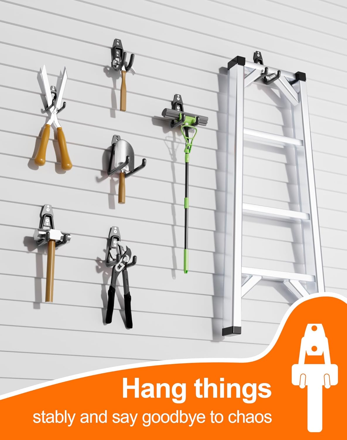 QcoQce 11 Pack Garage Hooks Heavy Duty with 2 Extension Cord Straps,Garage Storage Hooks, Wall Mount Hooks, Garage Organization and Tool Hangers for Bike, Ladder, Ropes and Garden Tools