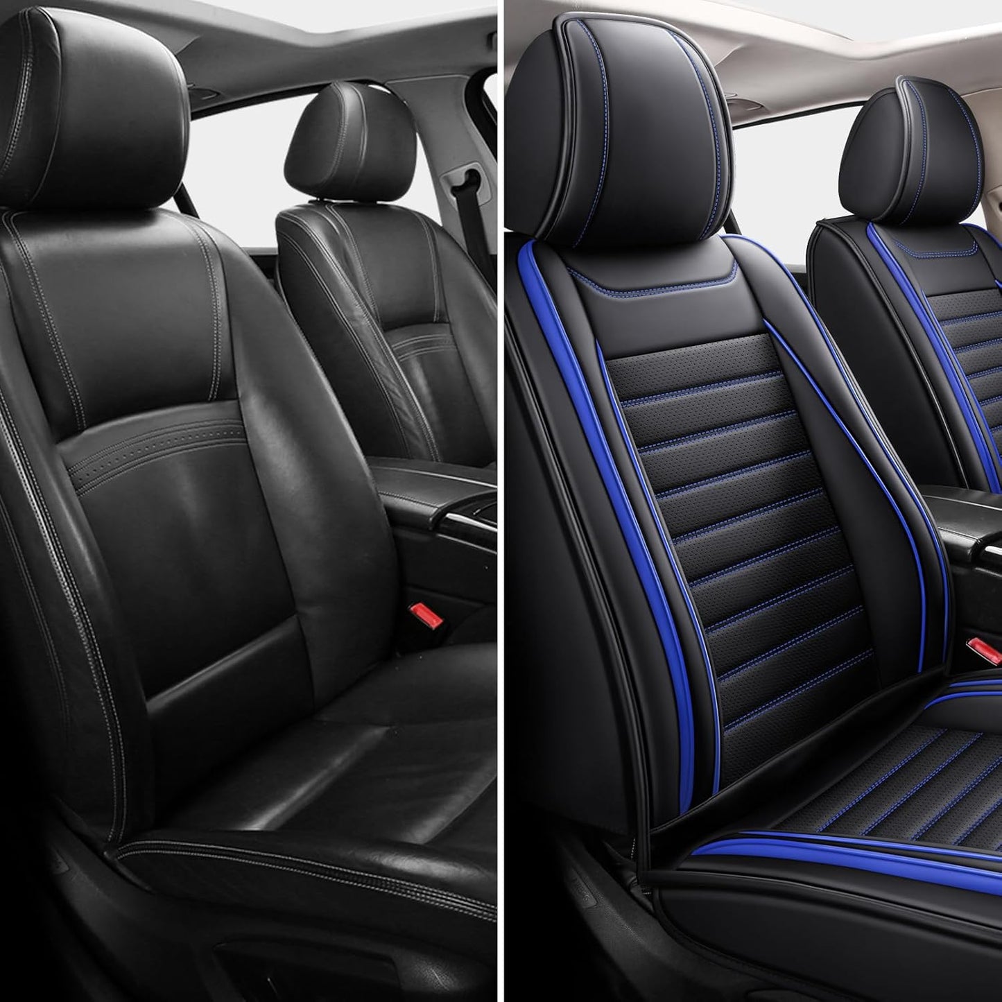 Car Seat Covers Full Set, Universal Faux Leather Car Seat Covers, Waterproof Breathable Automotive Seat Covers for Most Sedans SUV Trucks, Wine Red