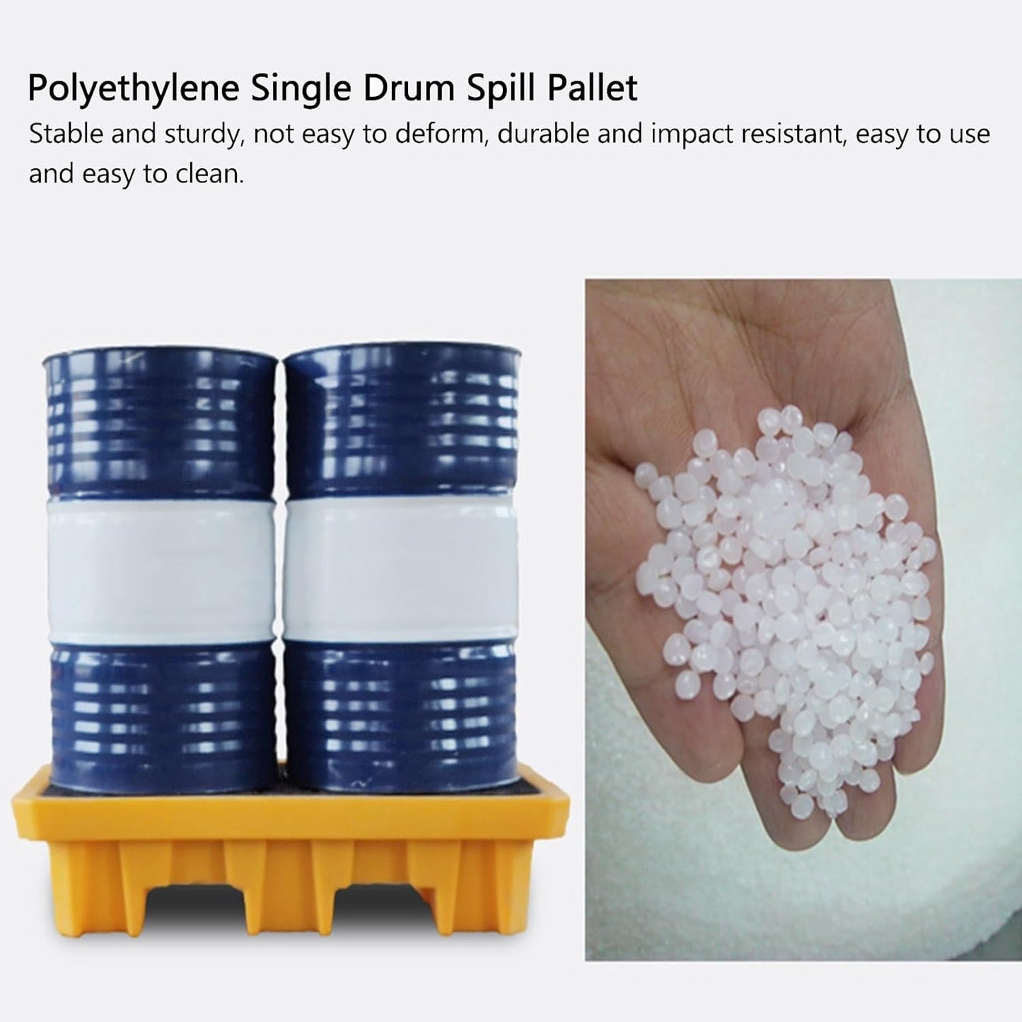 2 Drum Containment Spill Pallet, Polyethylene Low Profile Paint Bucket Tray, Industrial Garage Storage Detachable Shipping Leakproof Platform (Color : Yellow-2 Pack, Size : 51.2"x26.8"x3.9"