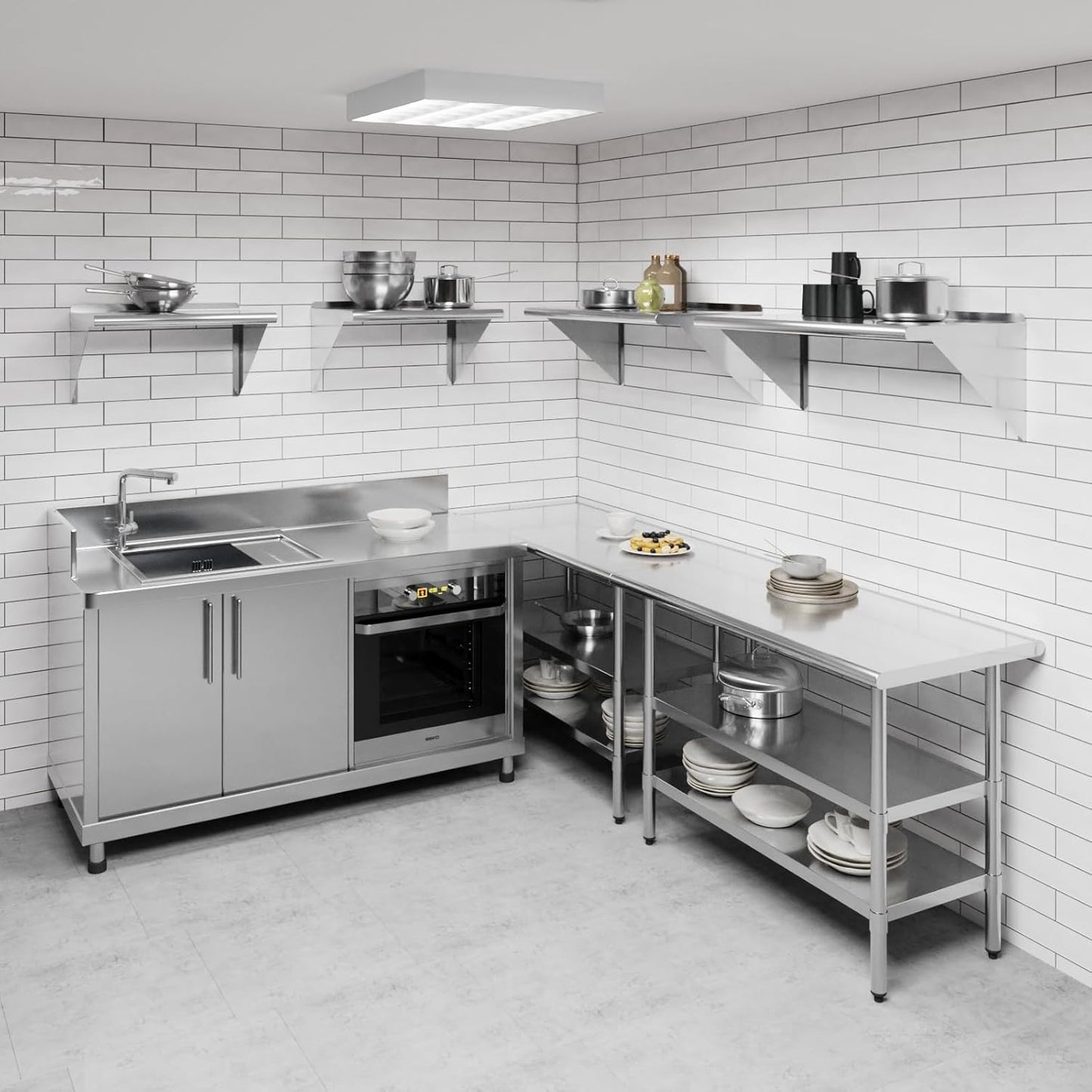 AmGood 36" Long X 18" Deep Stainless Steel Wall Shelf | NSF Certified | Appliance & Equipment Metal Shelving | Kitchen, Restaurant, Garage, Laundry, Utility Room