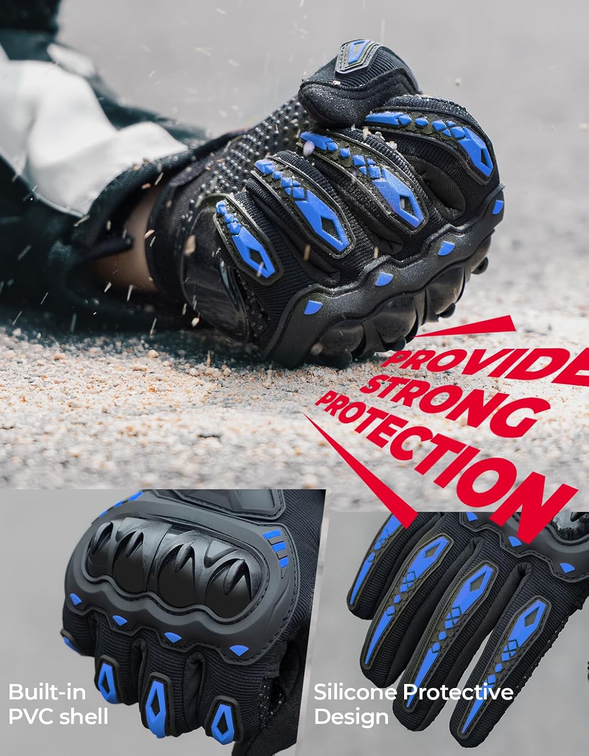 KEMIMOTO Motorcycle Gloves for Men/Women, Touchscreen Dirt Bike Gloves with Shell, Anti-Slip for Motorbike, Riding, Racing, Cycling, Dirt Bike, ATV, UTV, Motocross, BMX, Hiking