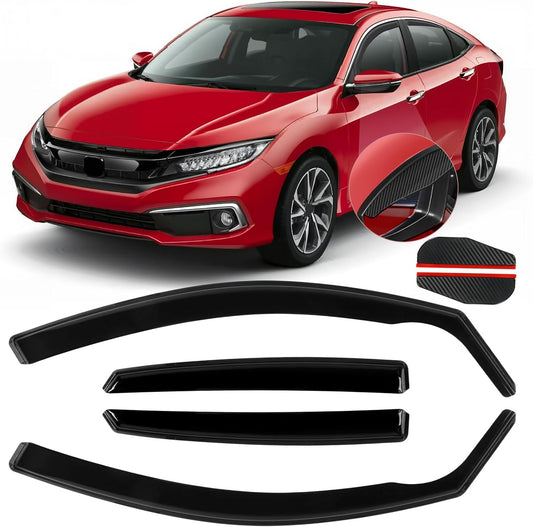 in Channel Rain Guards Fits for Honda Civic 2016-2021 Sedan 4-Door, Durable Window Visors Wind Deflector Vent Shade Shields, 2017 2018 2019 2020 2021-4PCS