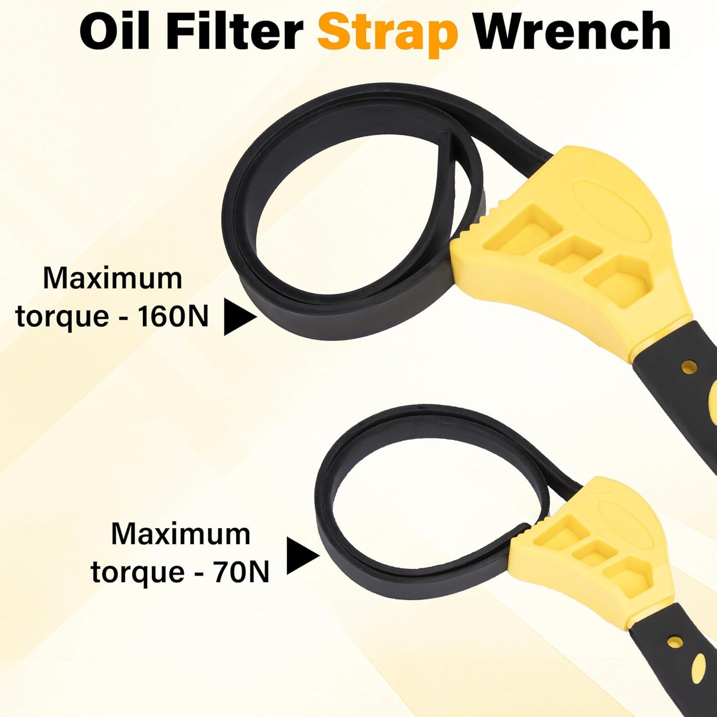 2 PCS Strap Wrench Plumbing, Rubber Strap Wrench, 24 Inch & 19.7 Inch Oil Filters Strap Wrenches, Water Filter Wrenches, Adjustable Rubber Jar Opener for Water Filters, Plumbing,Sink, Faucet (Yellow)