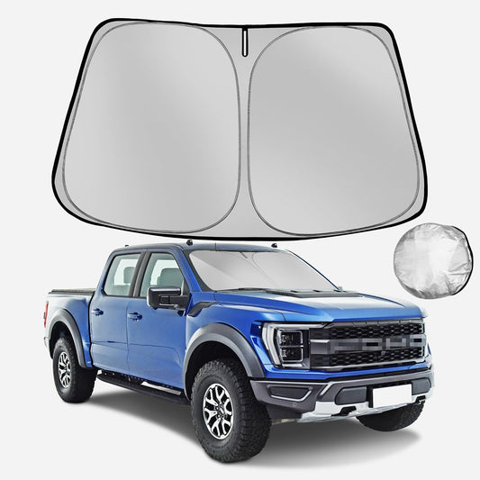 Windshield Sun Shade for Ford F150 2021-2025 Foldable Sun Sunshade for Car Front Window Blocks UV Rays and Heat Automotive Interior Protector Custom Fit Accessories