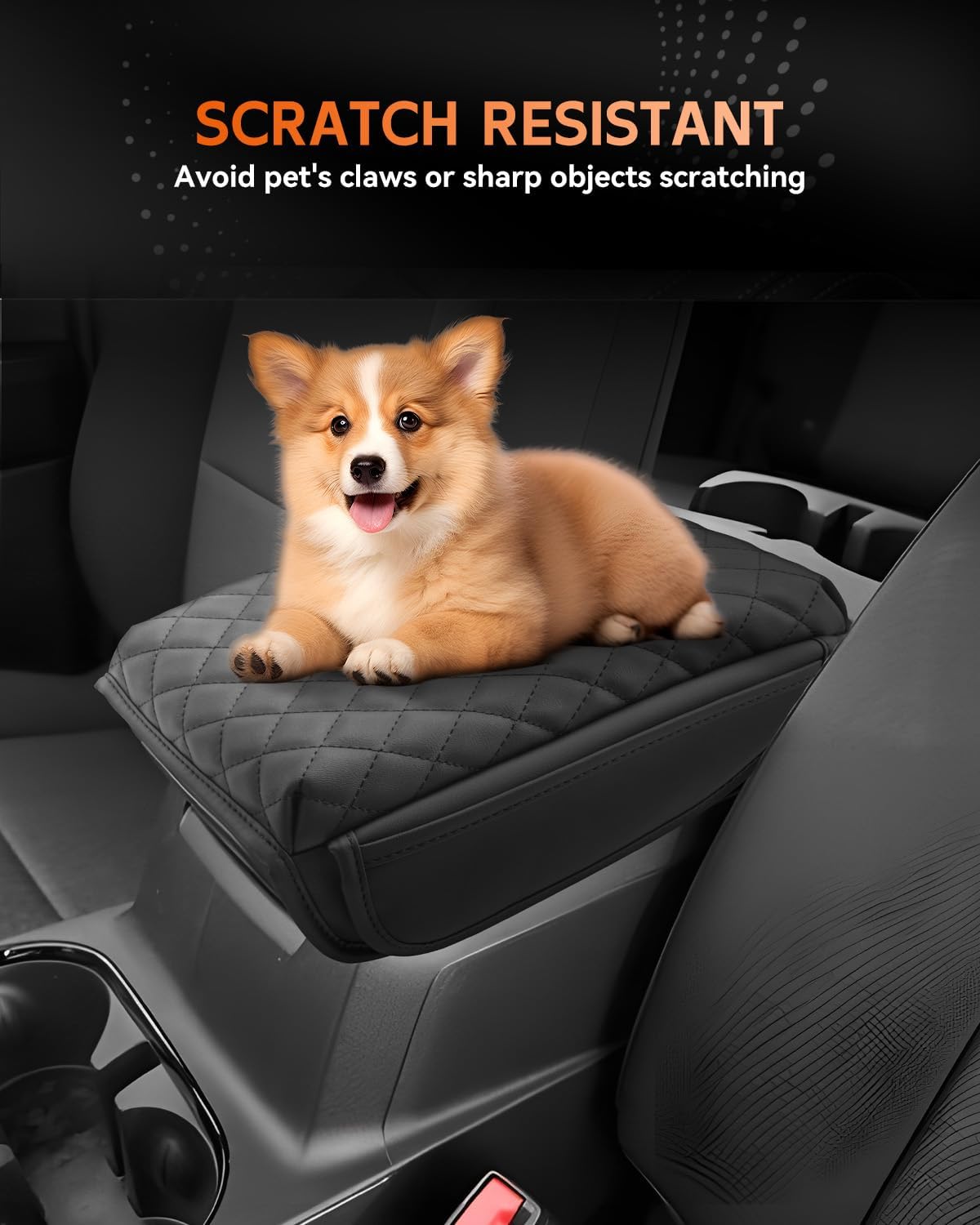 CDEFG for 2023-2025 GMC Canyon Center Console Cover Armrest Box Cover for Canyon (Elevation, AT4, Denali) 2023 2024 2025 Accessories Console Arm Rest Protector Checkered Padded Side Pocket