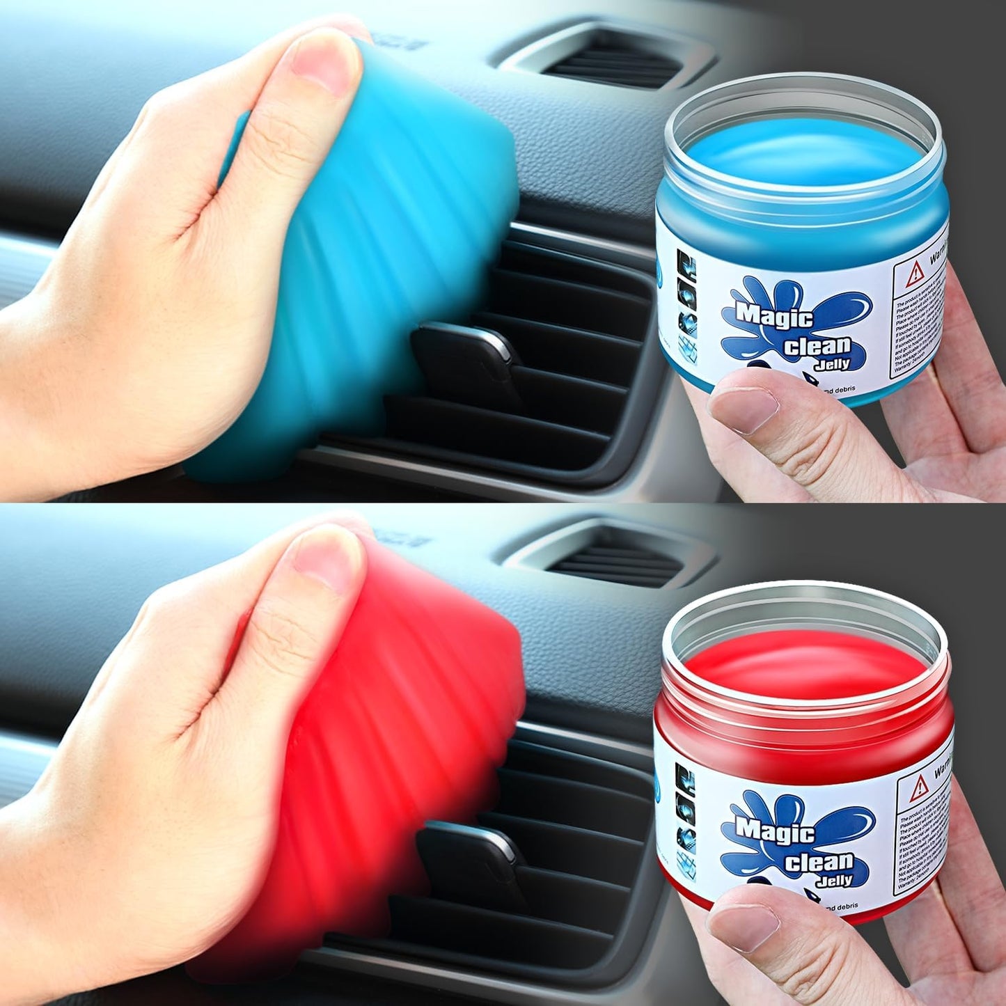 DNA MOTORING 2 Pack Car Cleaning Gels Auto Detailing Tools Cleaning Putty Car Interior Cleaner, Car Jelly Cleaner, Keyboard Cleaner, Car Cleaning Supplies Car Gifts for Men Women,Blue+Red, TOOLS-00147
