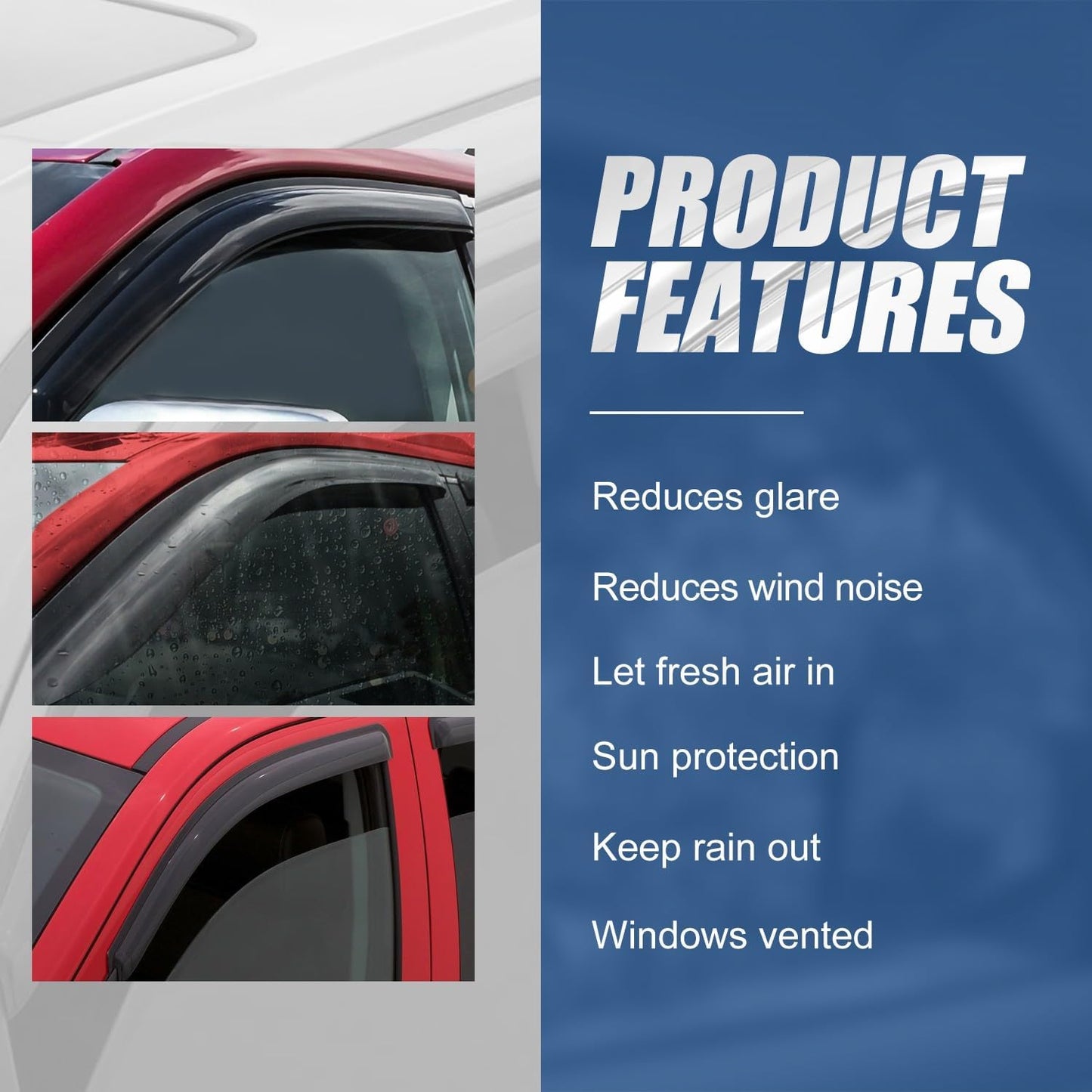 Auto Dynasty 2Pcs Carbon Fiber Pattern Window Visors Compatible with 1998-2002 Honda Accord Coupe, Tape-On Front Window Deflectors Rain Guards Sun Wind Air Side Vent Shade, Glossy Black