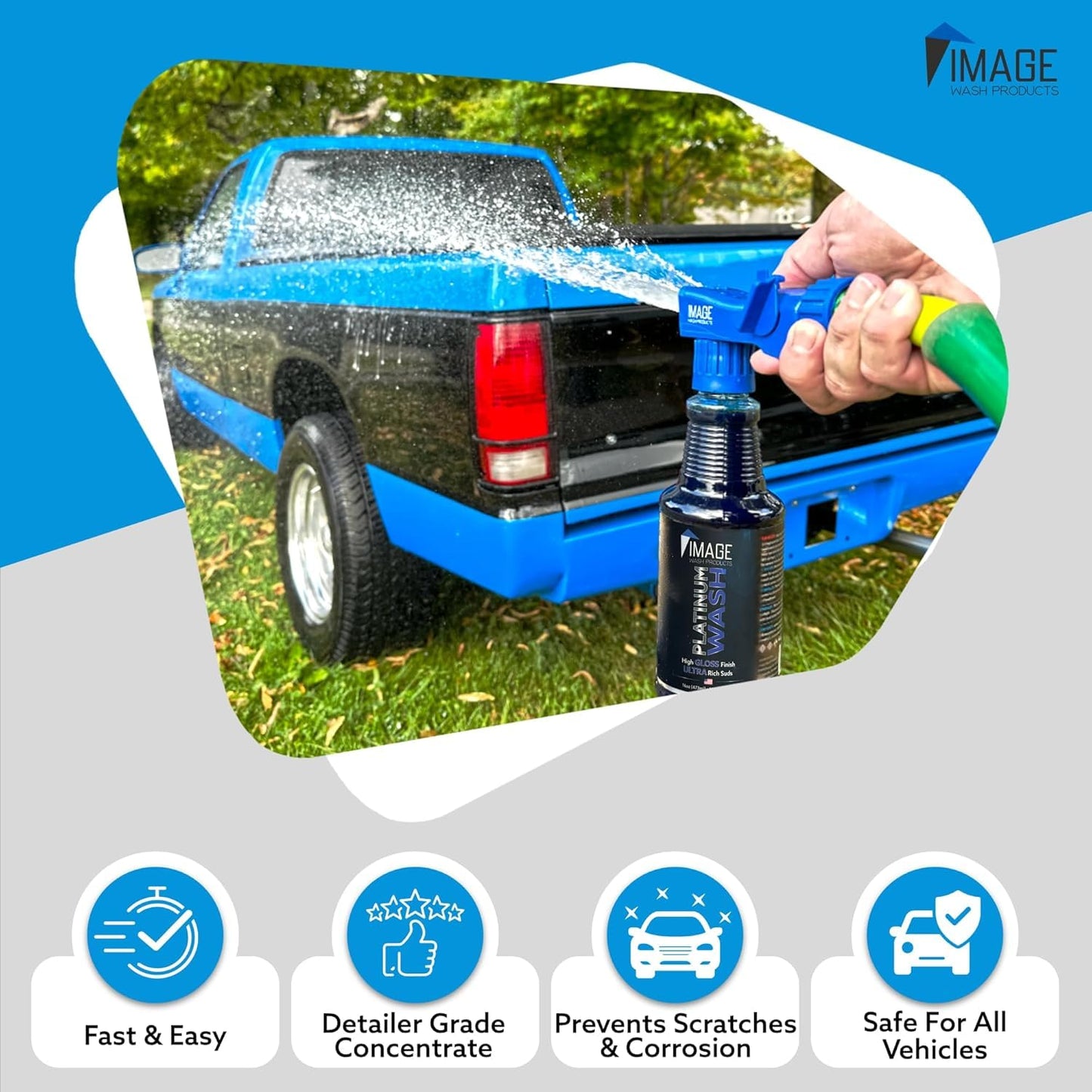 Image Wash Products - 16oz Platinum Wash Car Soap – Car Wash Foam Soap for Foam Cannon & Pressure Washer | High Gloss RV/Truck Wash Soap | Bubble Gum Scent, Detailer Grade Car Soap