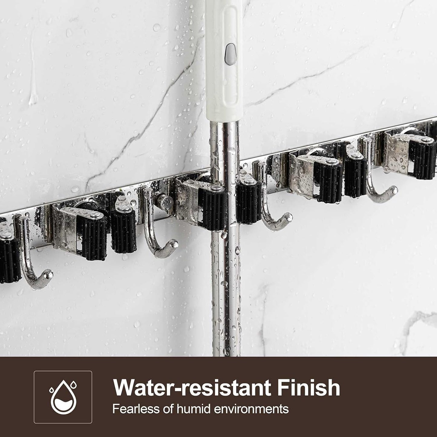 2 Pack Broom Holder Wall Mount, Stainless Steel Broom Hanger Wall Mount, Heavy Duty Mop and Broom Holder Tool Racks Utility Hooks for Laundry Room Garden Garage, Grey (5 Racks and 4 Hooks)