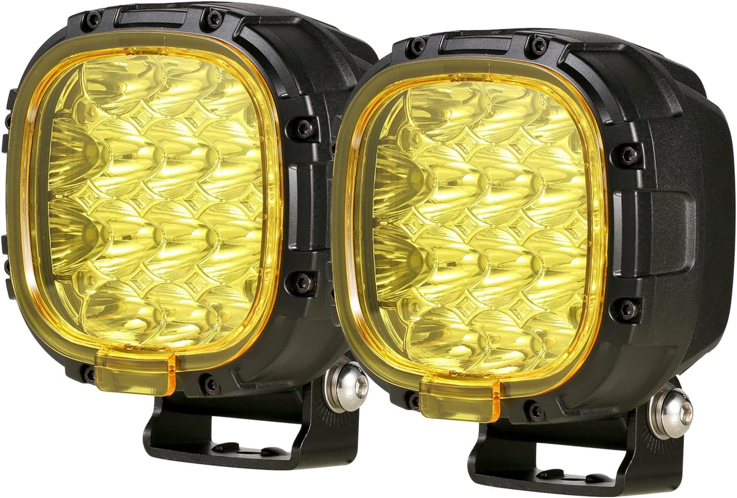 BIGLION.X 4 Inch Pair 160W Round LED Offroad Lights Super Bright Driving Offroad Pod Lights Fog Lights Work Light Bumper Light Pods with Amber Covers Wiring Harness for Pickup Trucks SUV UTV ATV