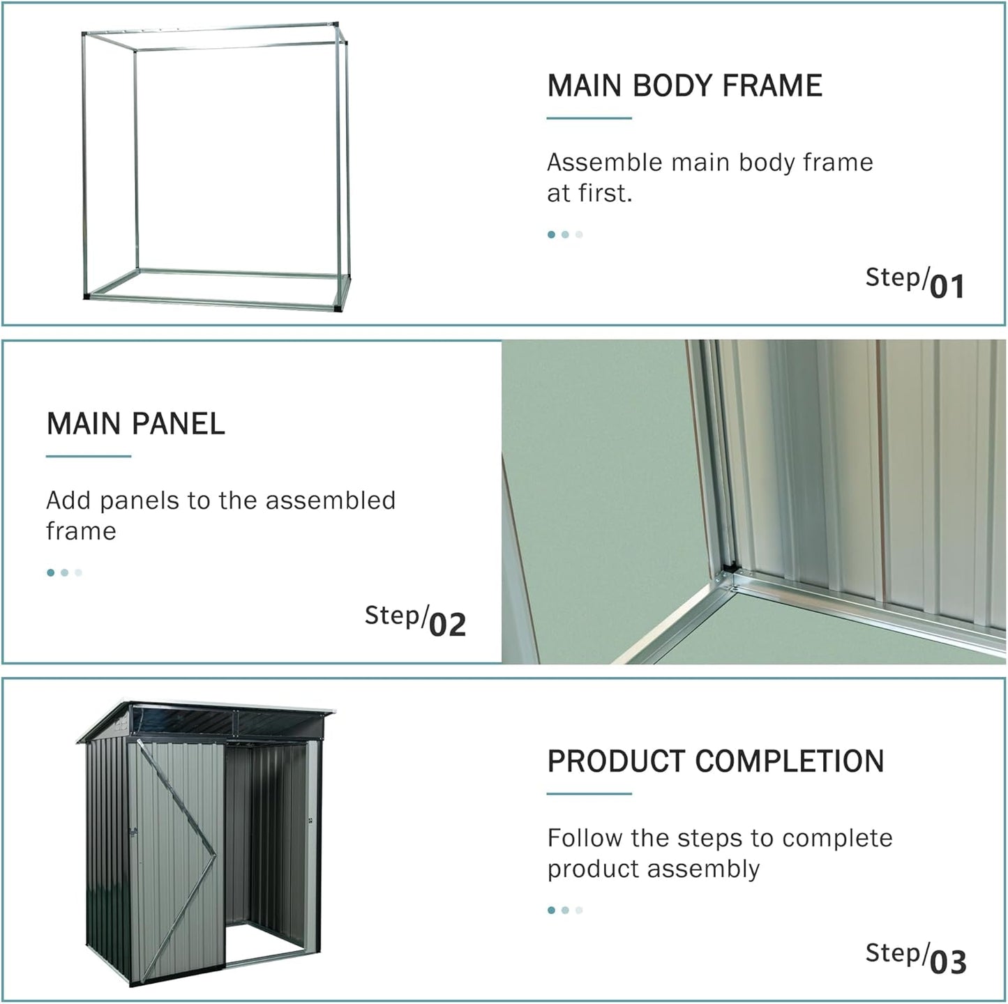 Metal 5x3 FT Garden Storage Shed, Outdoor Small Shed with Sloped Water-Resistant Roof and Lockable Door for Backyard, Patio,Garage and Bike Storage Black