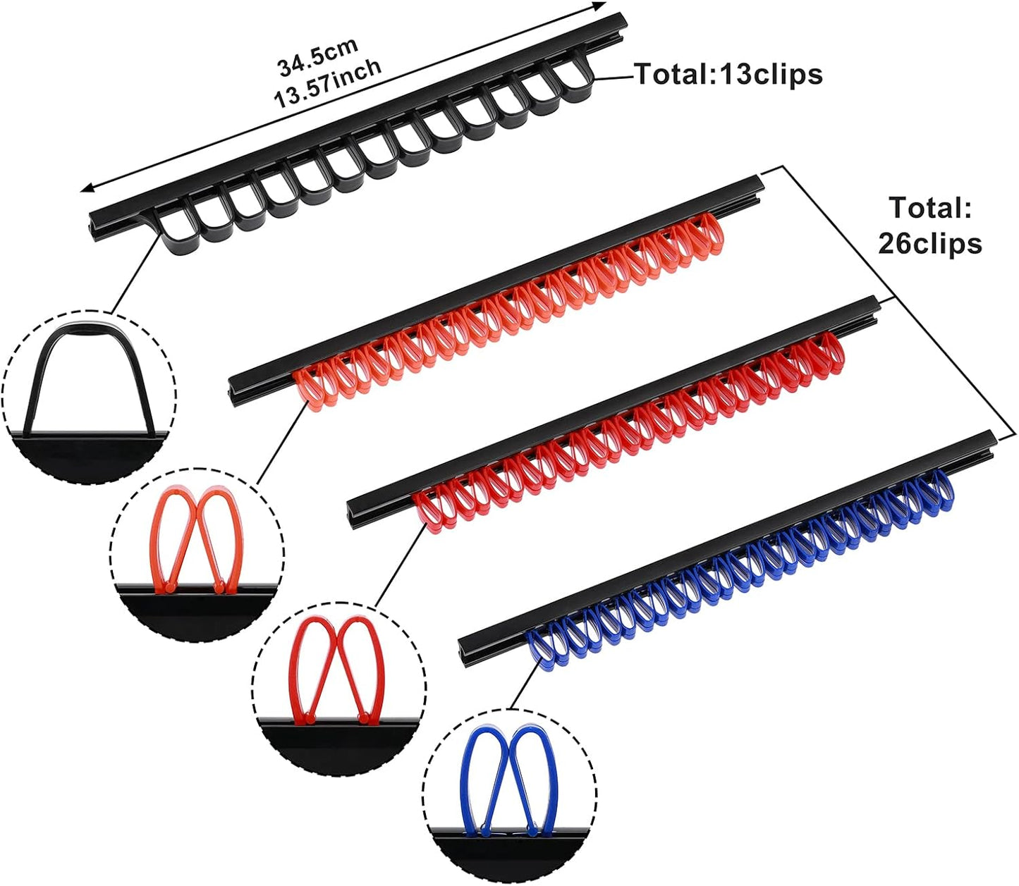 CASOMAN 10 pcs Screwdriver Organizer and Wrench Organizer, Wall Mount, Hand Tool Holder, Plastic Rail Wrench Hanger with Clips