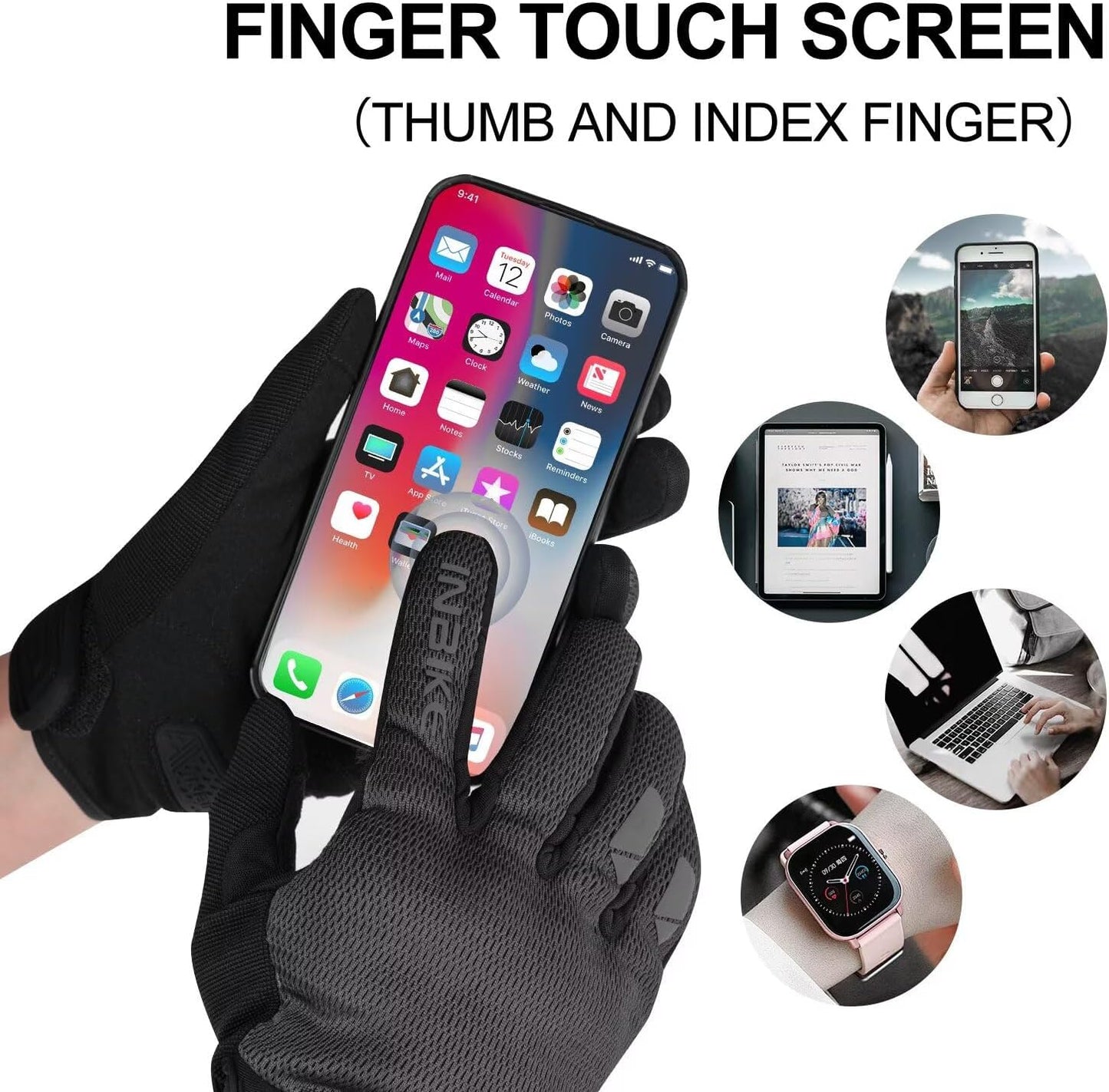 INBIKE Breathable Mesh Motorcycle Gloves for Men/Women, Shell Protection, Reflective, TPR Palm Sliders, Touchscreen Motorbike Gloves for ATV BMX MTB Riding