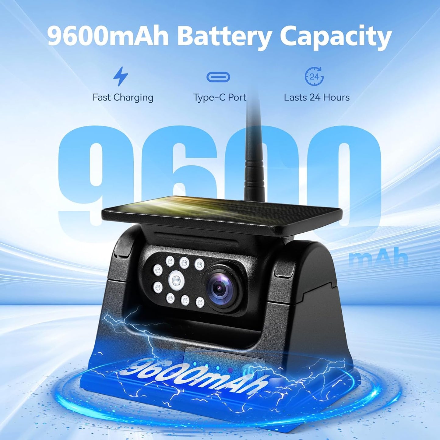 10.1" - 2 Magnetic Solar Wireless Backup Camera, HD 1080P DVR Monitor, Dual RV Cameras System for Hitch Towing RV Camper Trailer, IR Night Vision, Rechargeable Battery, Type-C Charging, SR2