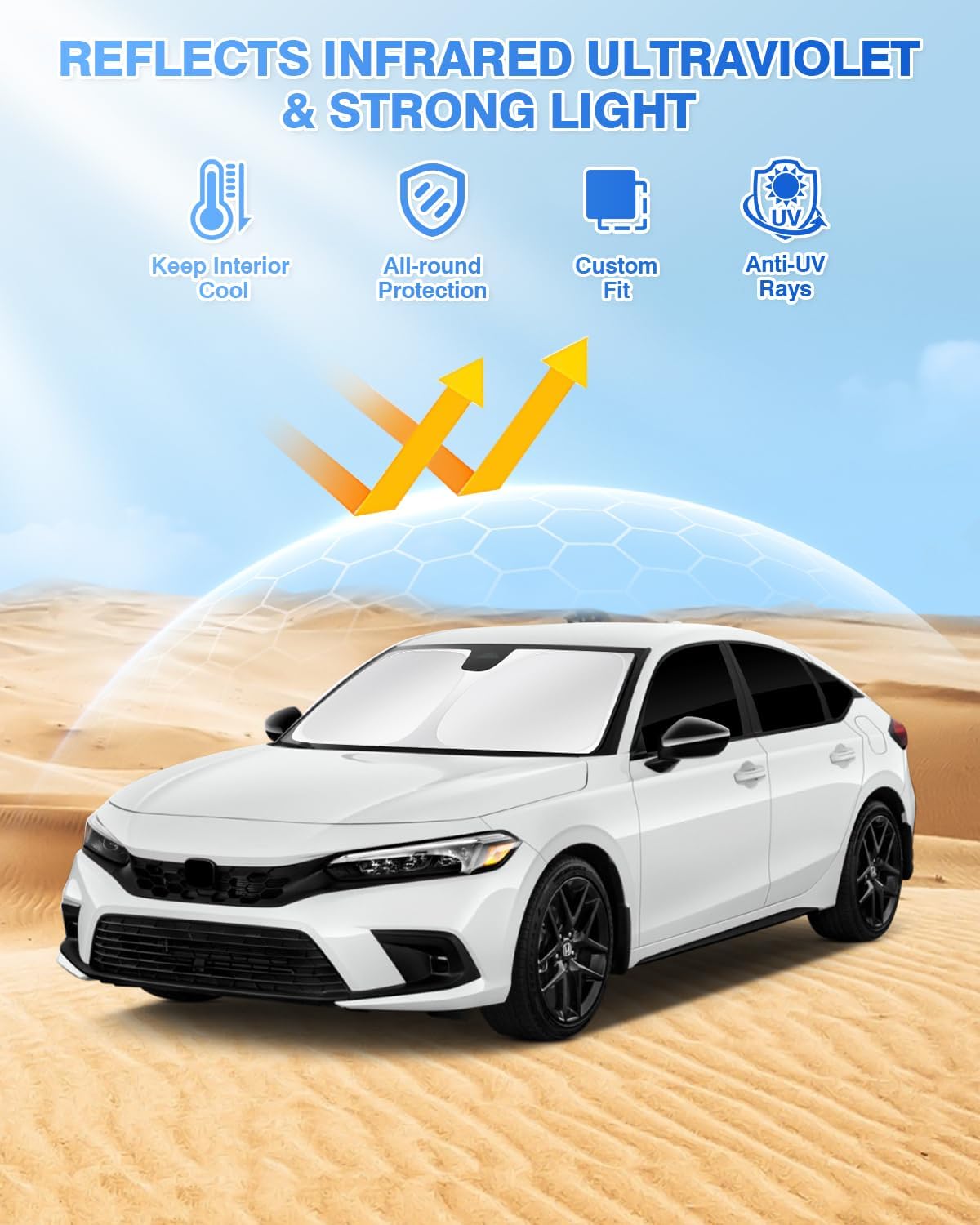 Windshield Sun Shade for 2020-2025 2026 Toyota Highlander Accessories Side Rear Window Shade Cover Set Window Sun Visor Privacy for Camping Keep Vehicle Cool Black 8PCS