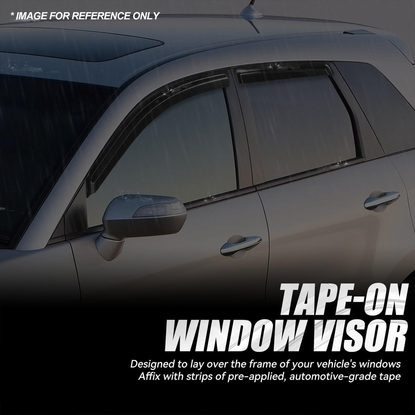 Auto Dynasty 4Pcs Carbon Fiber Pattern Window Visors Compatible with 2007-2012 Acura RDX, Tape-On Front & Rear Window Deflectors Rain Guards Sun Wind Air Side Vent Shade, Glossy Black