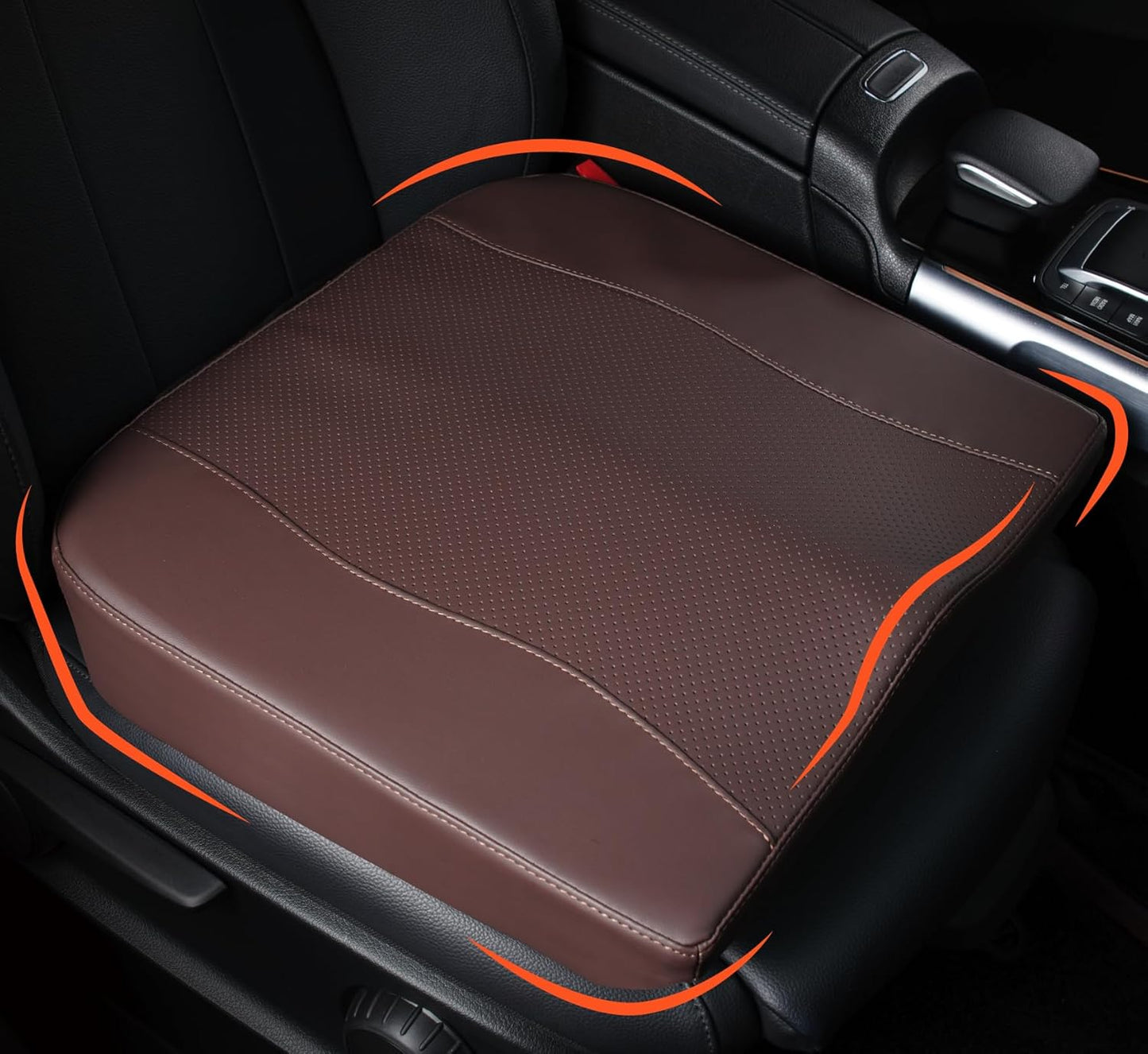 Car Seat Cushion, Comfort Memory Foam Car Cushions for Driving - Sciatica & Lower Back Pain Relief, Driver Seat Pillow for Auto, Office Chair, Wheelchair - Classic Brown