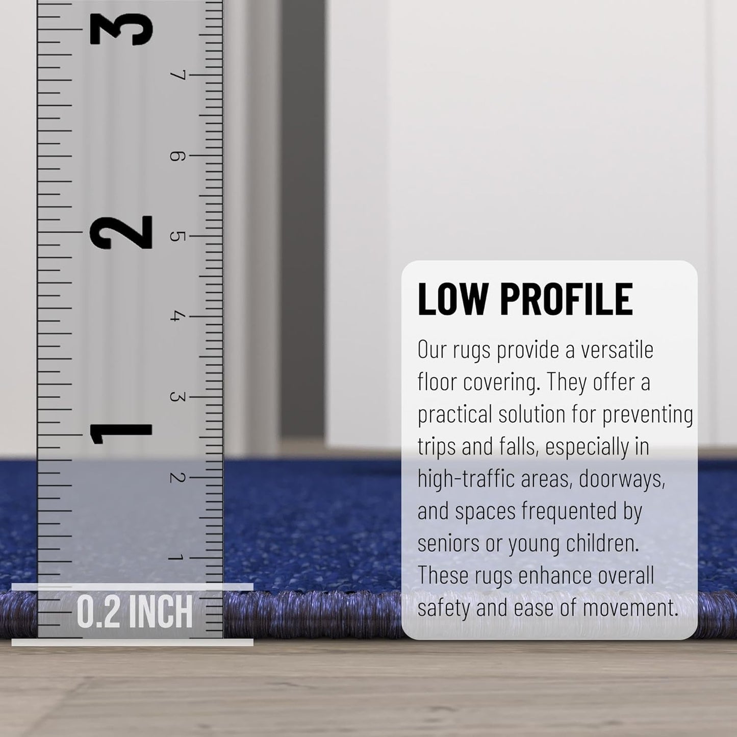 Ottomanson 2-Piece Kitchen Rug Set - Non Slip, Runner & Small Area Rug - Solid - 20" x 59" & 2'3" x 3' - Durable, Stain Resistant for Entryway, Bedroom and Bathroom, Navy