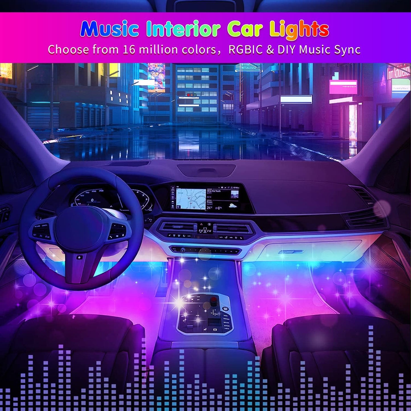 Car Led Strip Lights, RGB Truck Interior Lights with App Control, Under Dash Footwell Automotive Led Light Strip, Car Ambient Lighting (1set)