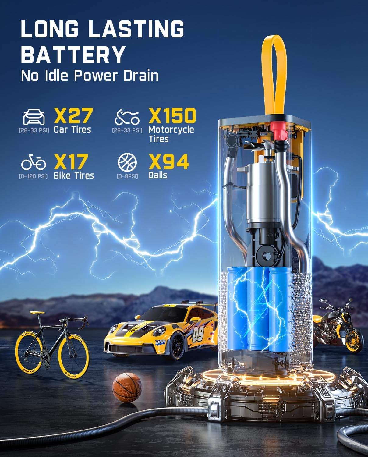 Fanttik X9 APEX Portable Air Compressor for Car Tires, 35s Fast Inflation, 150PSI Cordless Tire Inflator with Light and Power Bank, Suitable for SUV, Sedan, Motorcycle, Bike, Ball