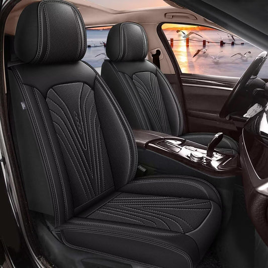 Car Seat Cover Fit for Toyota Camry 2012-2025 Full Set Faux Leather Breathable Waterproof Camry Seat Covers Automotive Cushion Protector Compatible Airbag (5 Seats & Black)