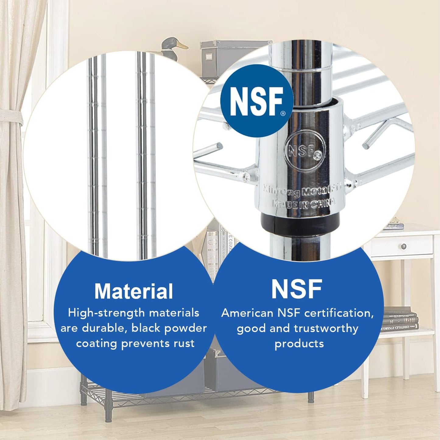 BestOffice 23Lx13.2Wx30.2H Adjustable Metal Storage Shelves 3-Tier Wire Shelving Unit Organizer Wire Rack 450Lbs Capacity for Small Places Kitchen Garage,Chrome