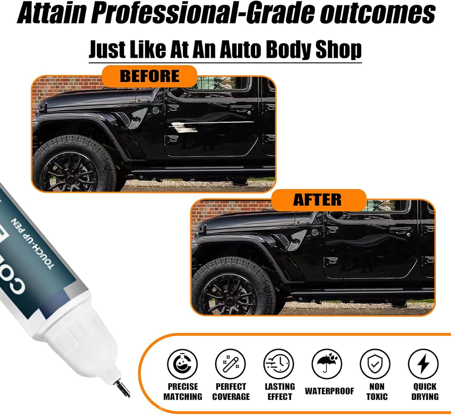 PX8/DX8 Black Touch Up Paint for Jeep, Car Paint Pen Scratch Repair Two-In-One Touch Up Paint, Premium Car Scratch Remover for Deep Scratches