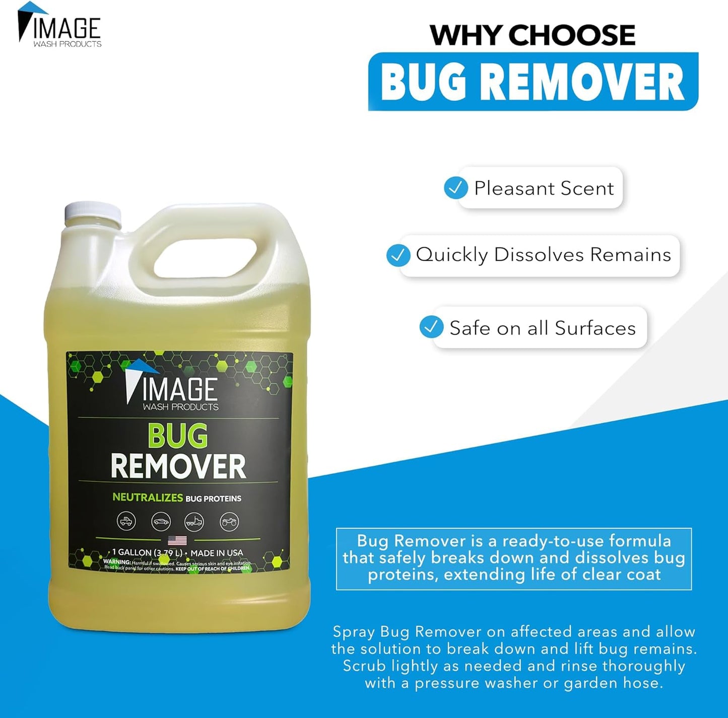 Image Wash Products Bug Remover – (1 Gallon) Best Bug Remover for Cars/Truck Exterior | Bug Cleaner for Vehicles, Car Bug Remover Spray, Bug Off Car Cleaner, Bug Wash for Cars