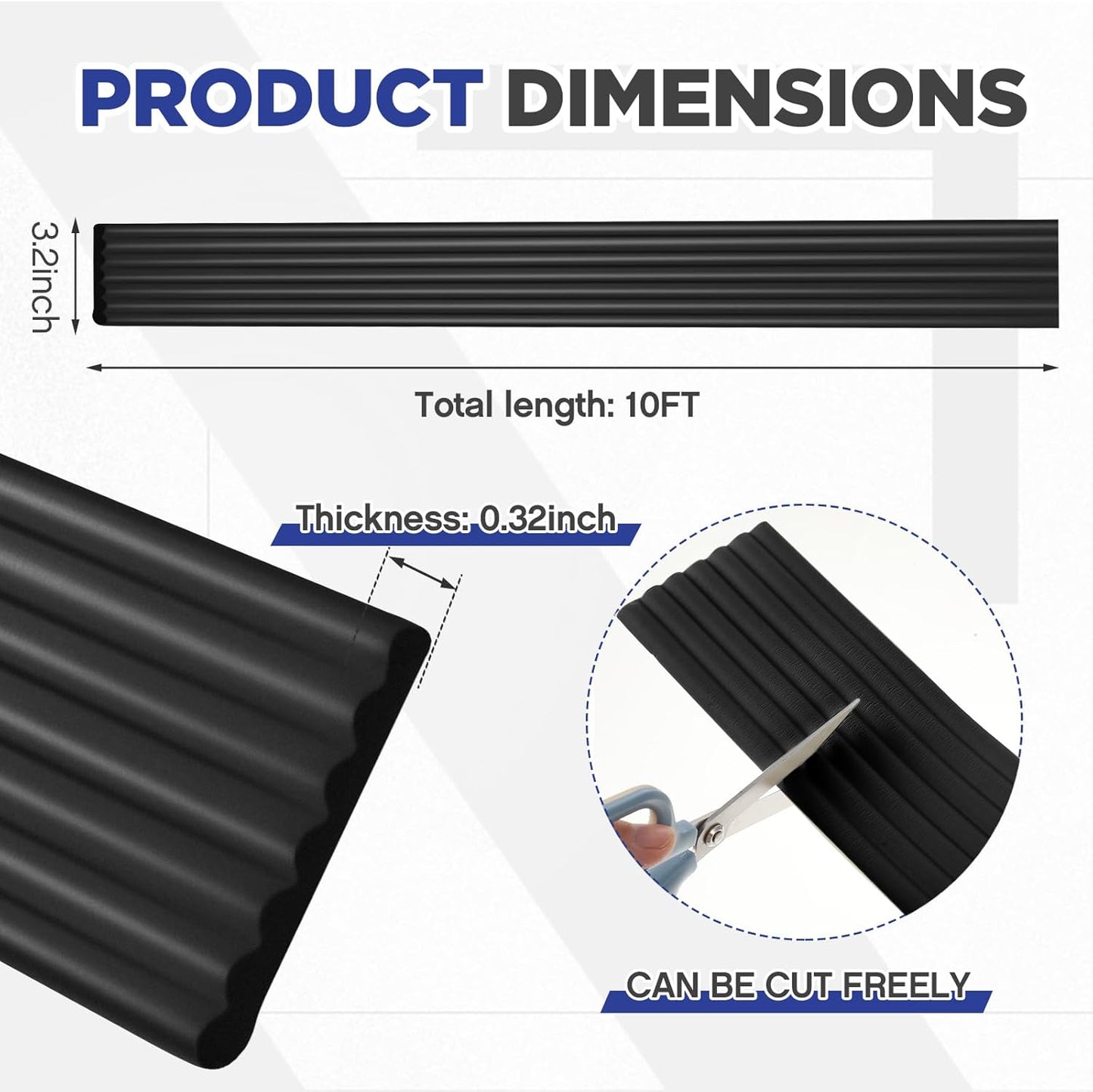 Garage Wall Protector 3.15in x 10ft Self-Adhesive Rubber Bumper Protectors Strip for Car SUV Doors Waterproof Anti-Scratch Wall Bumper Guard for Garage Car(Black)