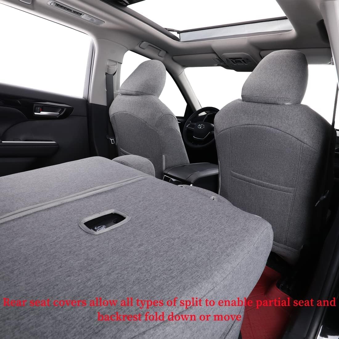 coverdream Custom Fit Camry Car Seat Covers for 2025 Toyota Camry XLE,XSE,Full Coverage Polyester Seat Protector(Full Set,Gray)