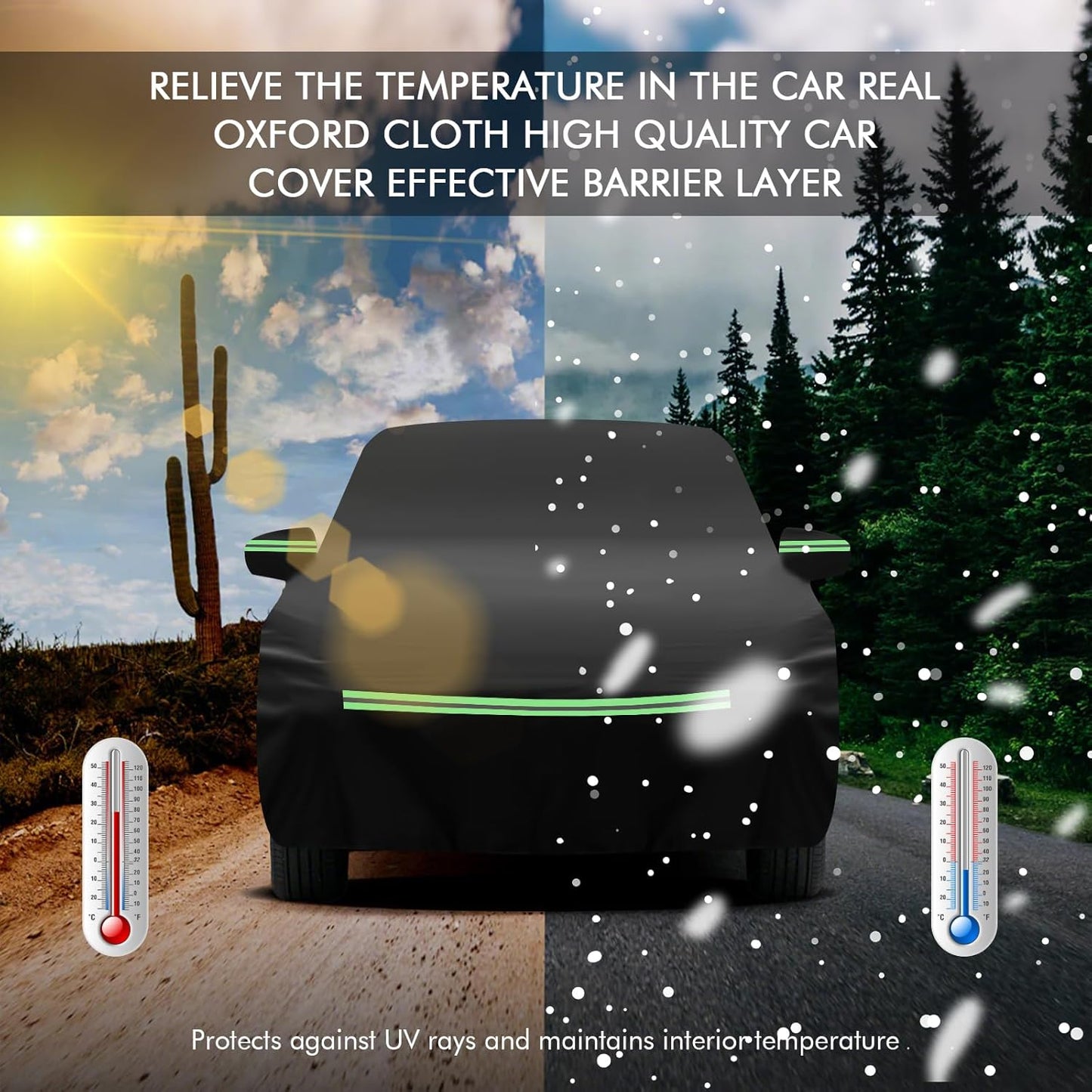 Car Cover for Honda CRV 1997-2025, Toyota RAV4 1996-2025, 210D Outdoor Waterproof UV Protection, Rain Sun Snow Protector with Cotton Layer, Zipper Door, Reflective Strip, Storage Bag