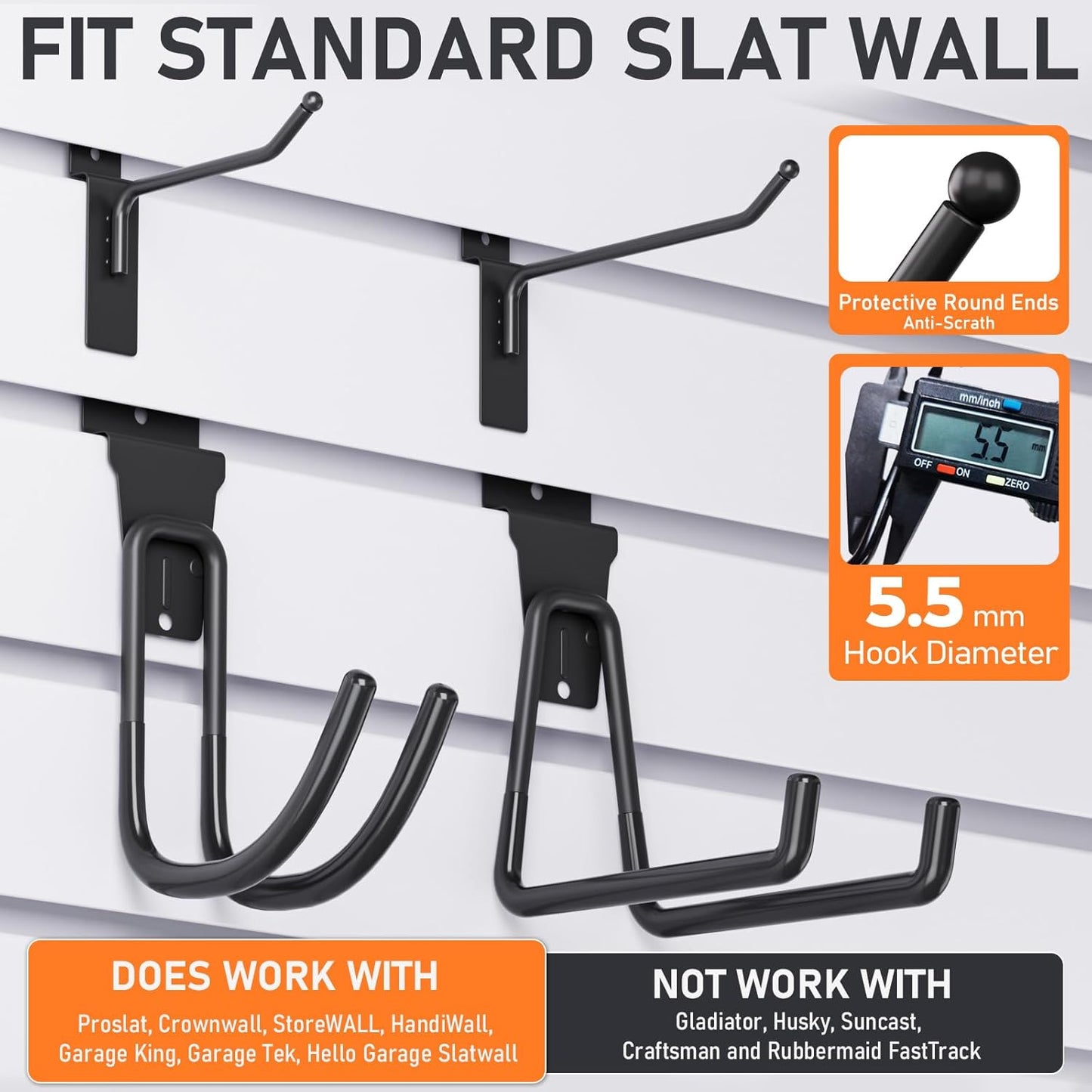 INCLY 24 Pack Heavy Duty Slatwall Hooks, Black Garage Slatwall Panel Accessories Utility Hooks, Slat Wall Hanging Hooks and Hangers for Garages, Sheds, Basements