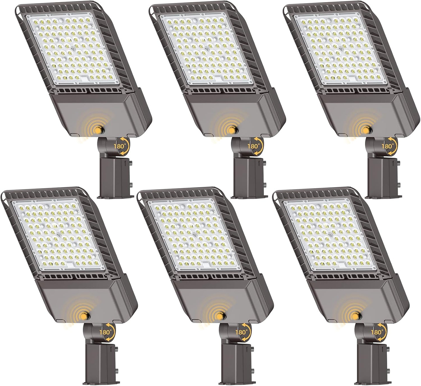 180W LED Parking Lot Lights Commercial Area Oudoor Lighting Street Light with Dusk to Dawn Photocell 32400Lm(180LM/W) 6000K IP65 Waterproof 100-277V for Driverway, Parking Lot 6 Pack
