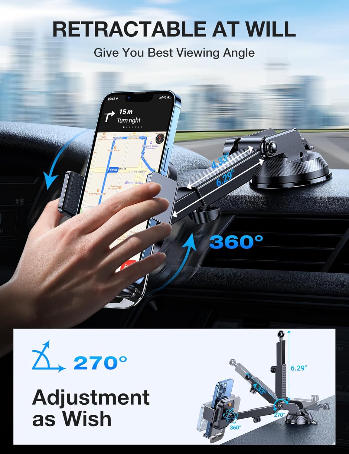 AKESEPE [Thick Cases Friendly [85+LBS Strongest Suction] Phone Holders for Your Car 2025 Upgraded Car Phone Holder Mount Truck Stand for Dashboard Windshield Vent for iPhone Samsung All Phones