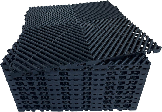 24 Pack 16"x 16"Interlocking Garage Floor Tiles,Modular Drainage Floor Mat,Non-Slip Splicing Interlocking Drainage Mats Floor Tile for Garage Car Wash Basement(Black)
