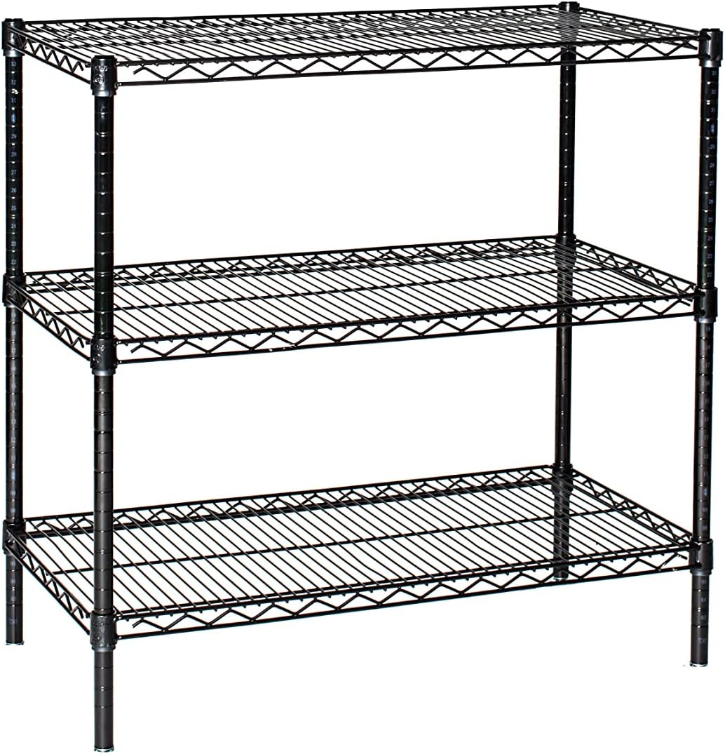 Omega 30" Deep x 72" Wide x 74" High 3 Tier Black Starter Shelving Unit