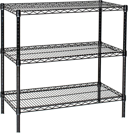 Omega 14" Deep x 54" Wide x 74" High 3 Tier Black Starter Shelving Unit