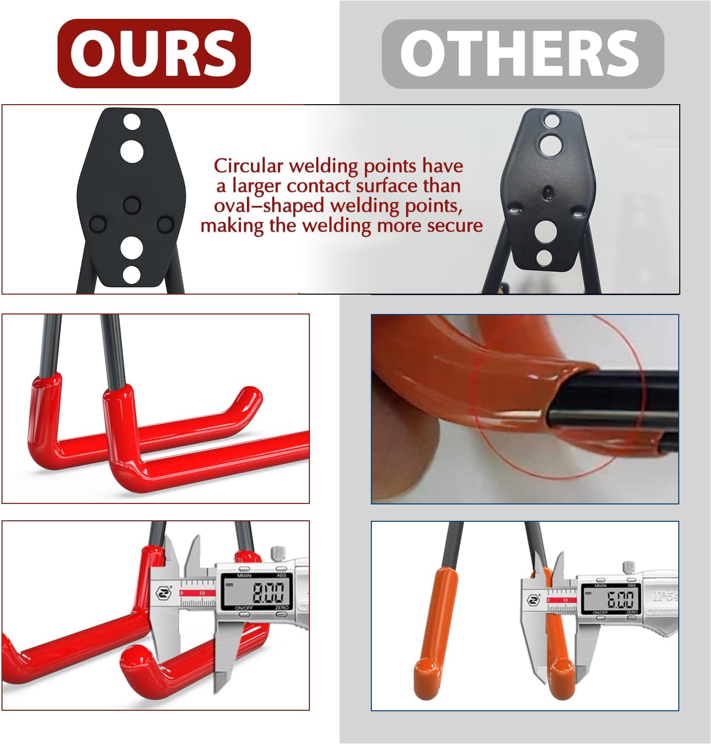 3-H Garage Wall Hooks 31 Pack, Garage Hooks Heavy Duty with Extra Welding Spots, Garage Organizer for Garden, Lawn, Yard Tools, Chairs, Ladders, Weed Eater, Shovel, Blower (Red)